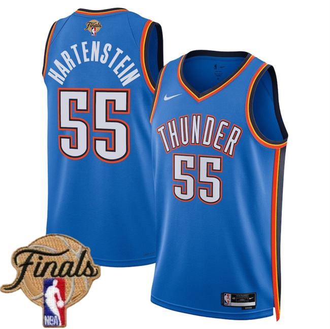 Men's Blue Oklahoma City Thunder #55 Isaiah Hartenstein 2025 Icon Edition Stitched Basketball Jersey